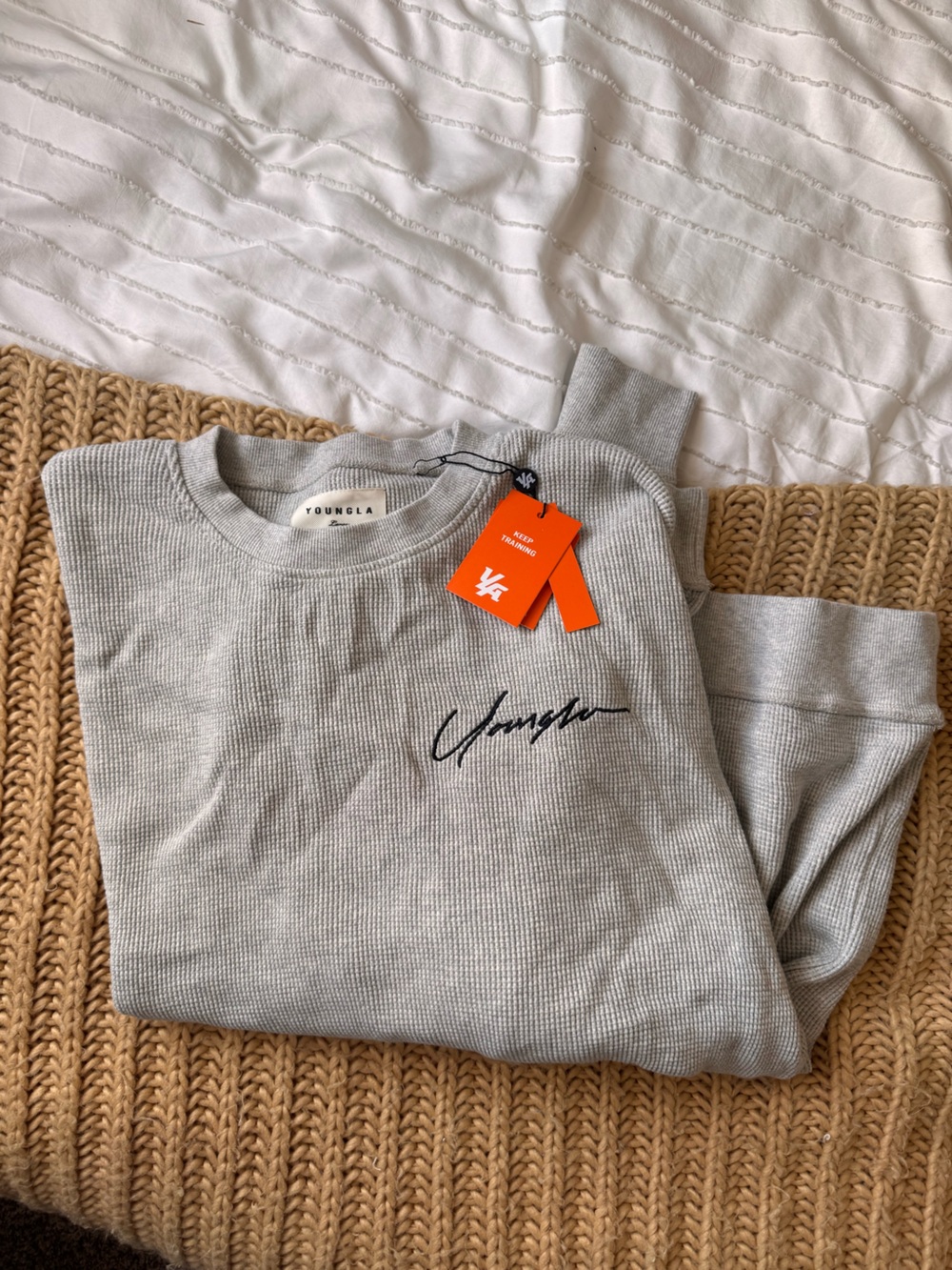 YoungLA Light Gray Crewneck Thermal Sweater